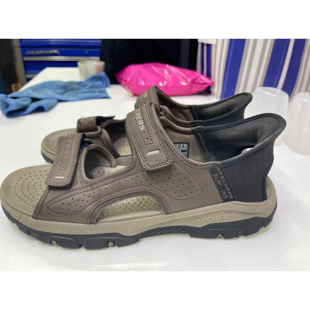 Skechers Hands Free Slip-ins Mens Sandals 205289 Chocolate Brown Hiking Size 10